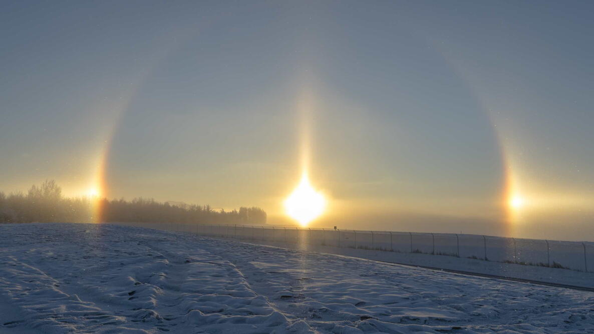 sun dog, a atmospheric phenomenon, also called parhelion