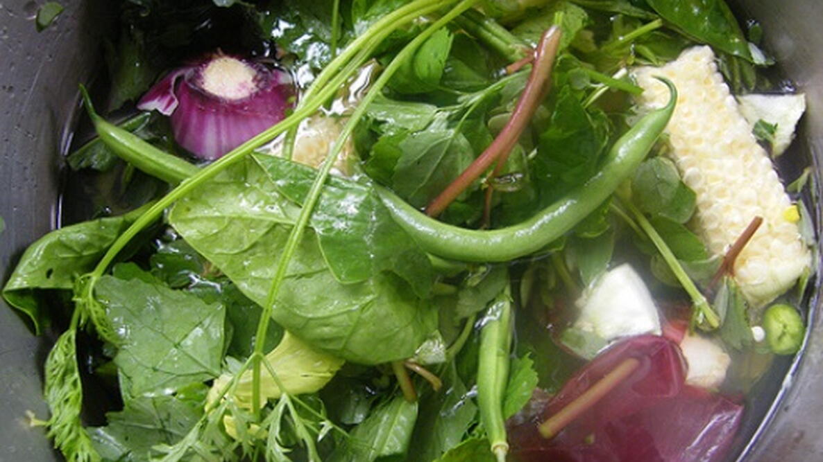 broth with garden vegetables