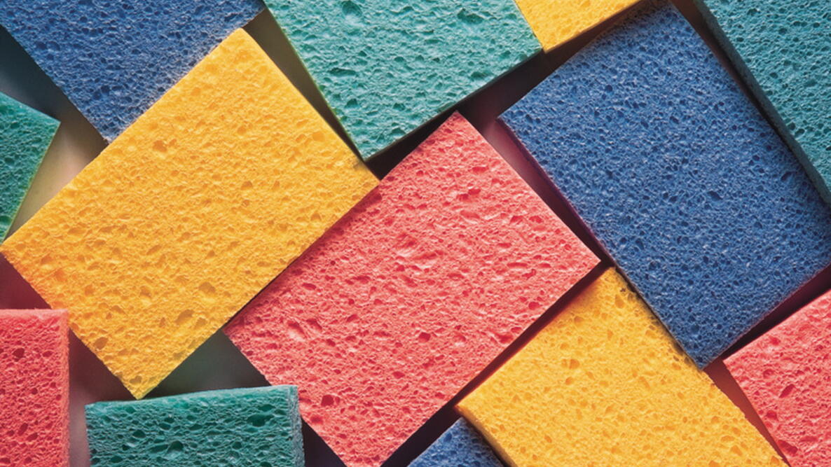 multiple colors of sponges