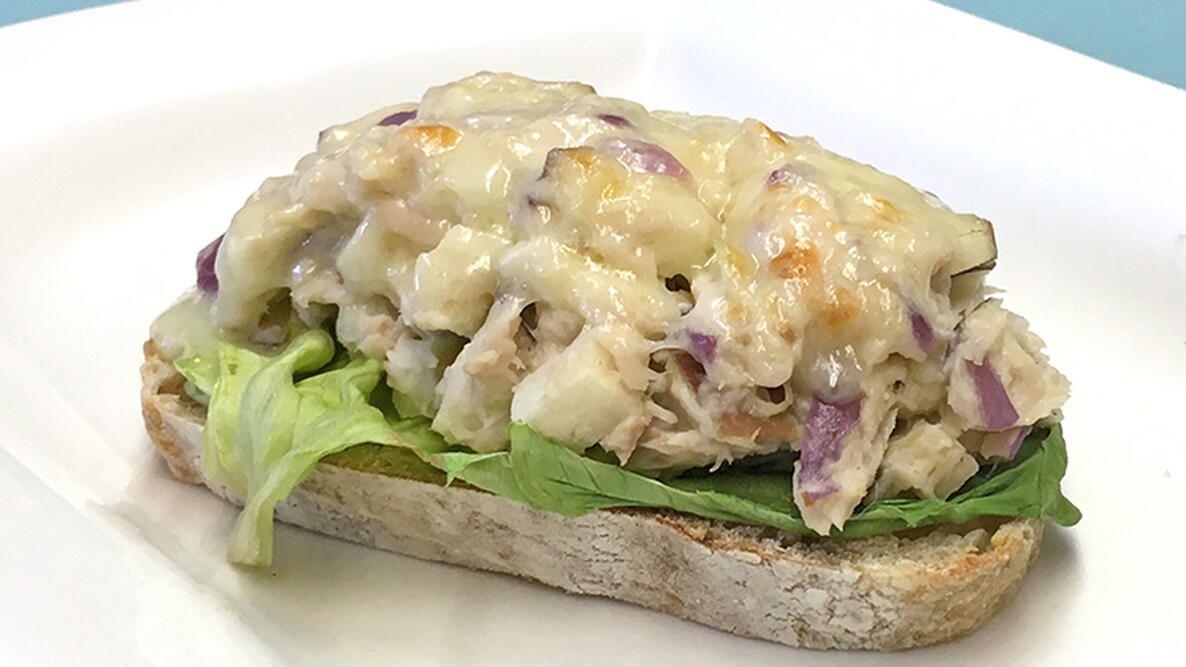open faced tuna melt sandwich