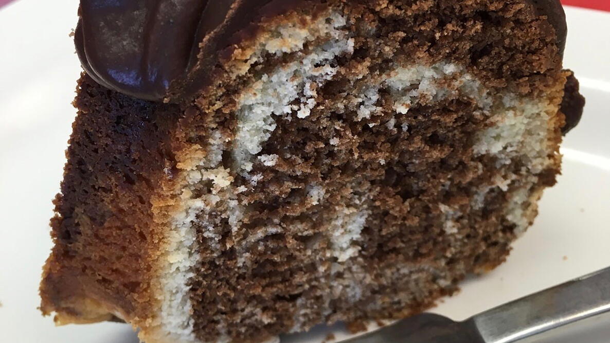 Marble Bundt Cake with Chocolate Glaze