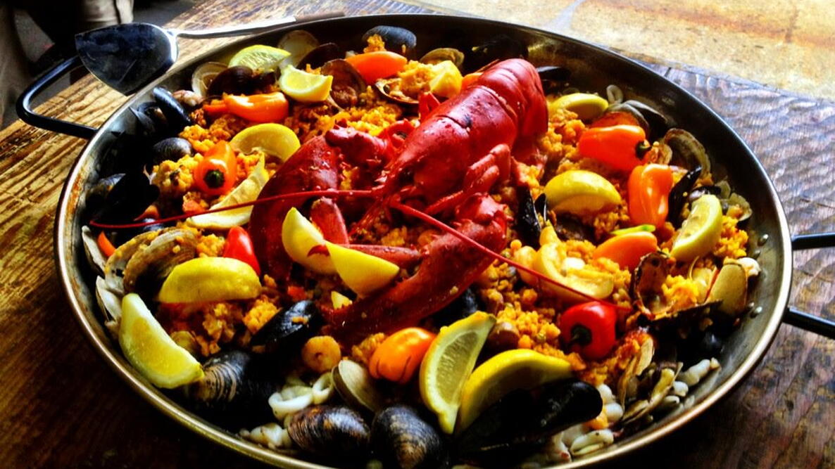 Paella with lobster