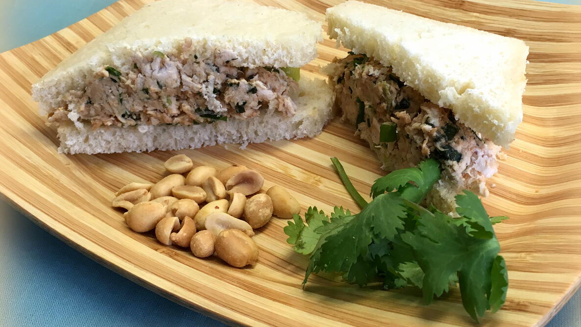 Thai-Spiced Peanut Chicken Salad Tea Sandwiches