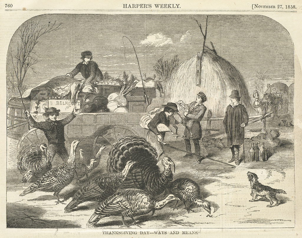 A Depiction of Thanksgiving Day, 1858, by Winslow Homer. Courtesy of the Boston Public Library.