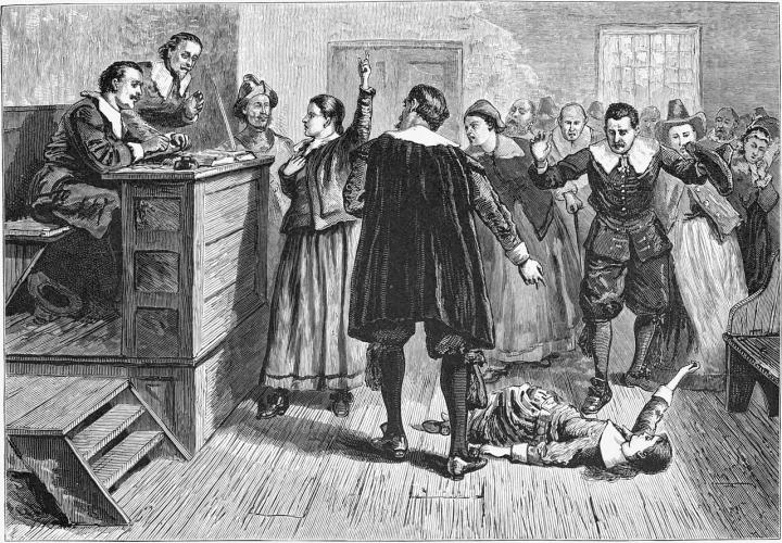 “Witchcraft at Salem Village,” engraving from William A. Crafts, Pioneers in the Settlement of America: From Florida in 1510 to California in 1849 (Boston, 1876: Samuel Walker and Co.)