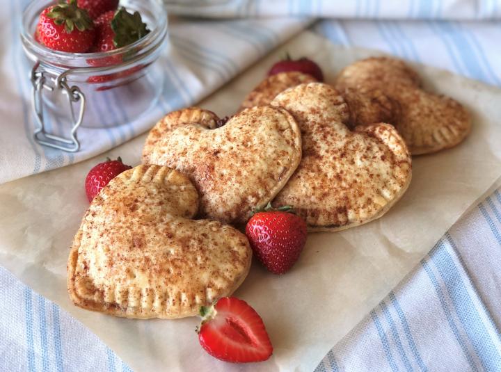 heart shaped strawberry hand pies with fresh berries