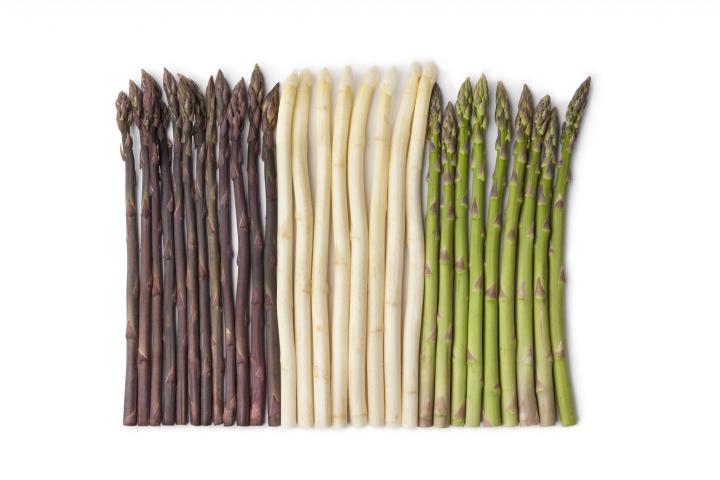 Asparagus colors: purple, white, and green