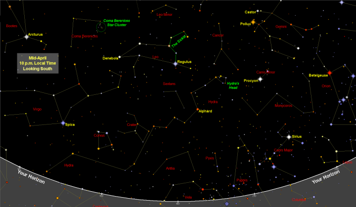 April Night Sky Map